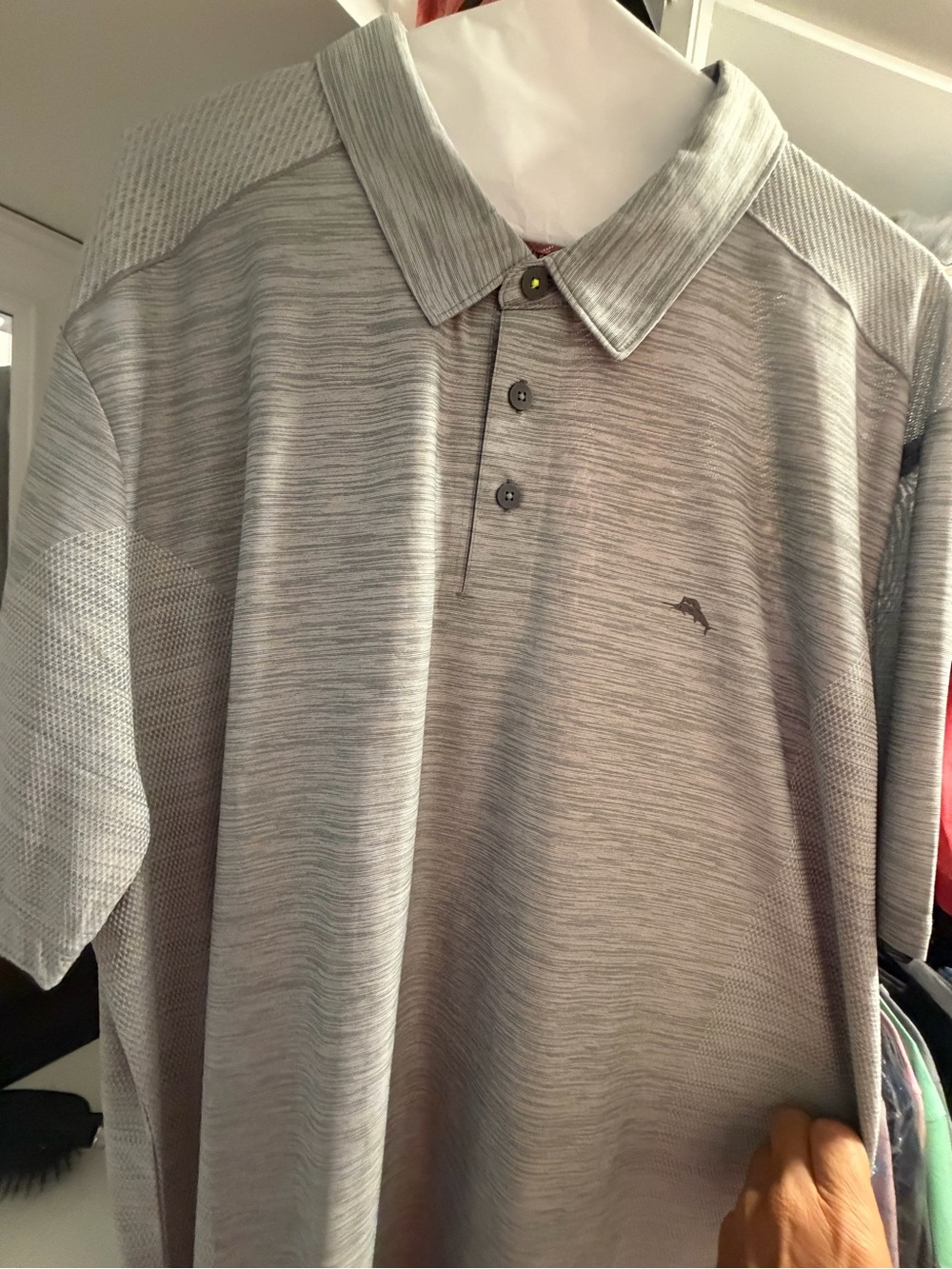 Men's Tommy Bahama Heather Gray Polo Shirt - Classic Collared Short Sleeve